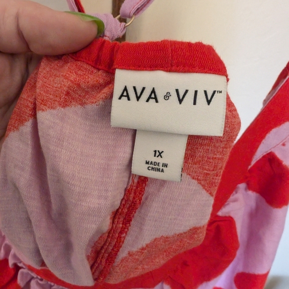 1X Ava & Viv plus size mod abstract print sun dress - Picture 5 of 6